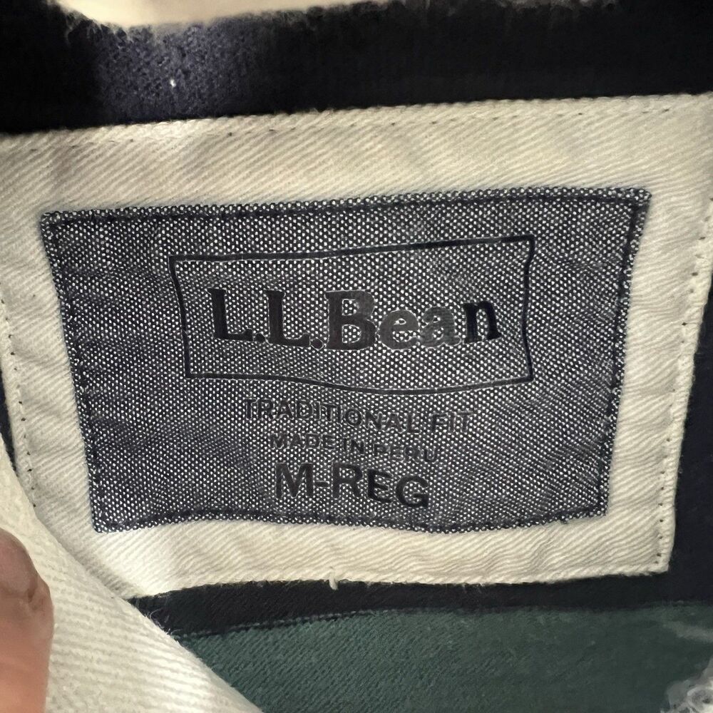 LL Bean Hoodie Sweatshirt Mens M Blue & Green Striped traditional fit - Picture 5 of 16